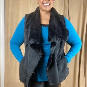 Dress Barn Faux Suede and Faux Shearling Vest